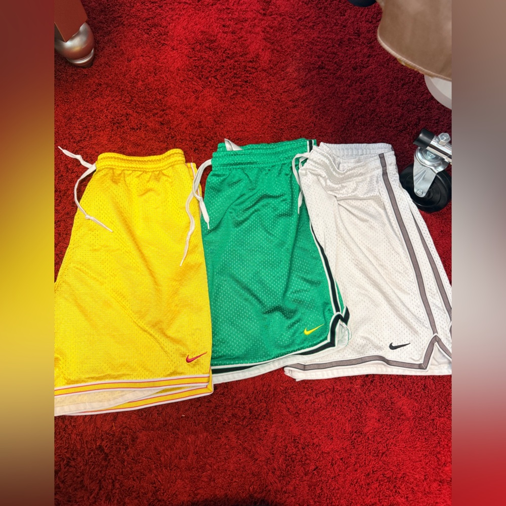 Nike Women’s Y2K Mesh Shorts Trio in Yellow, Green & White